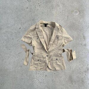 tan short sleeve blazer